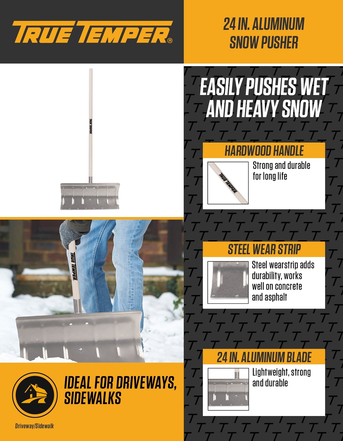 True Temper 24 in. Aluminum Snow Pusher 1642000